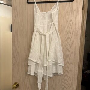 White Tiered Spaghetti-Strap romper with Tie Waist